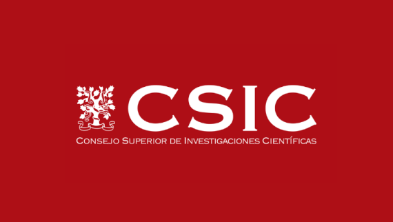 Logo do CSIC con fondo vermello. 
